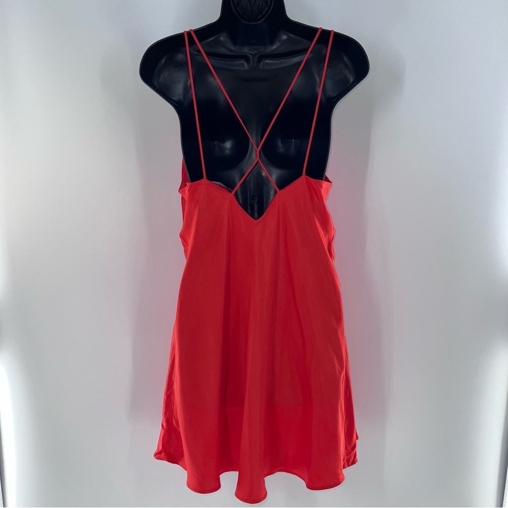 Zara Women’s Bright Orange Chemise Silky Satin Summer Slip Dress-Size L - Picture 4 of 9
